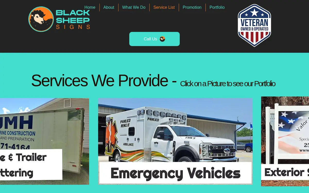 Homepage of Black Sheep Graphics LLC