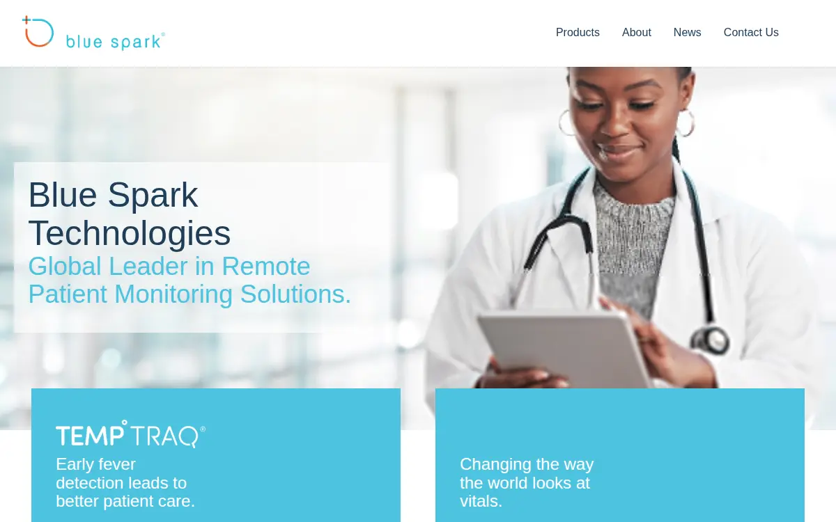 Homepage of Blue Spark Technologies, INC