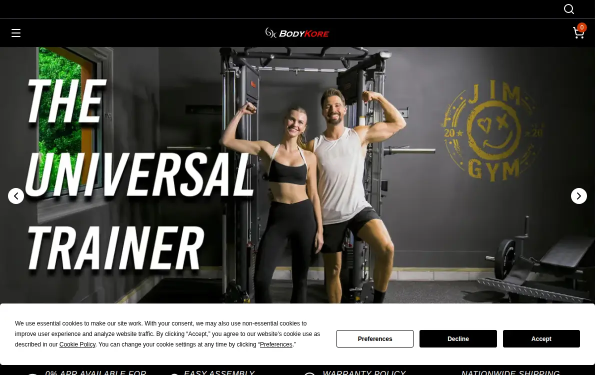 Homepage of Bodykore, INC.