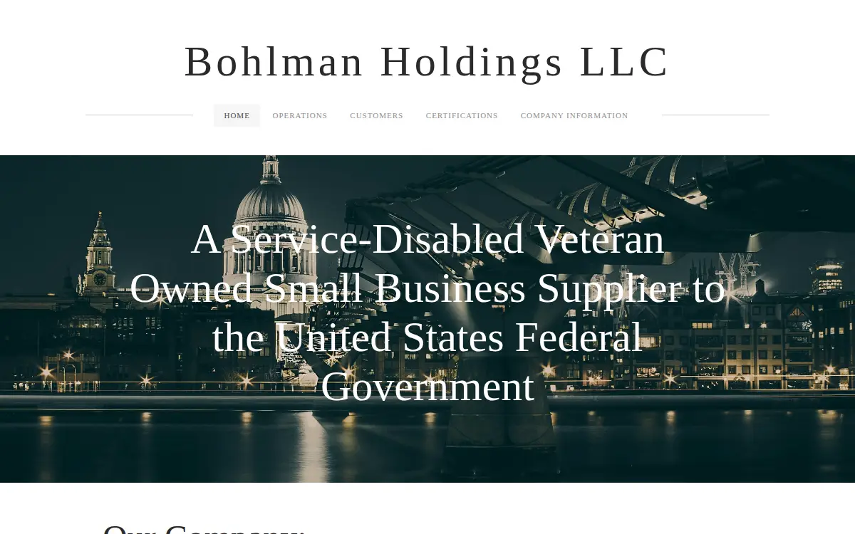 Homepage of Bohlman Holdings L.l.c.