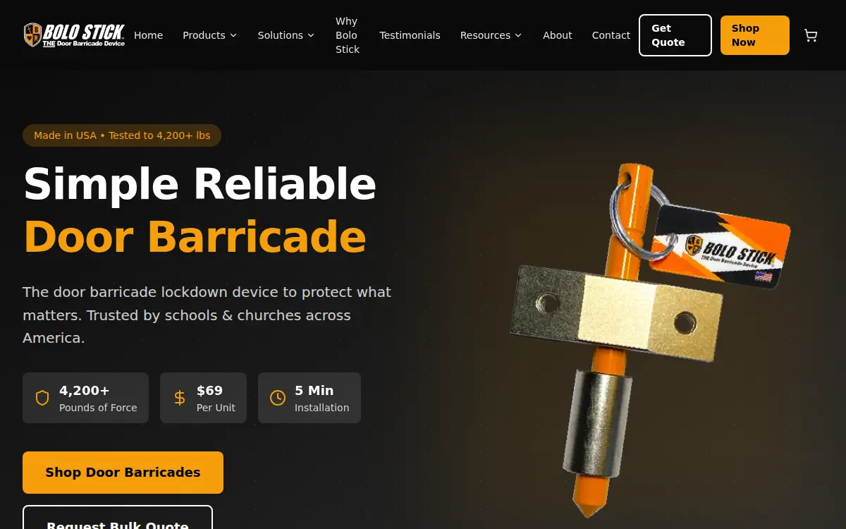 Homepage of Bolo Stick LLC