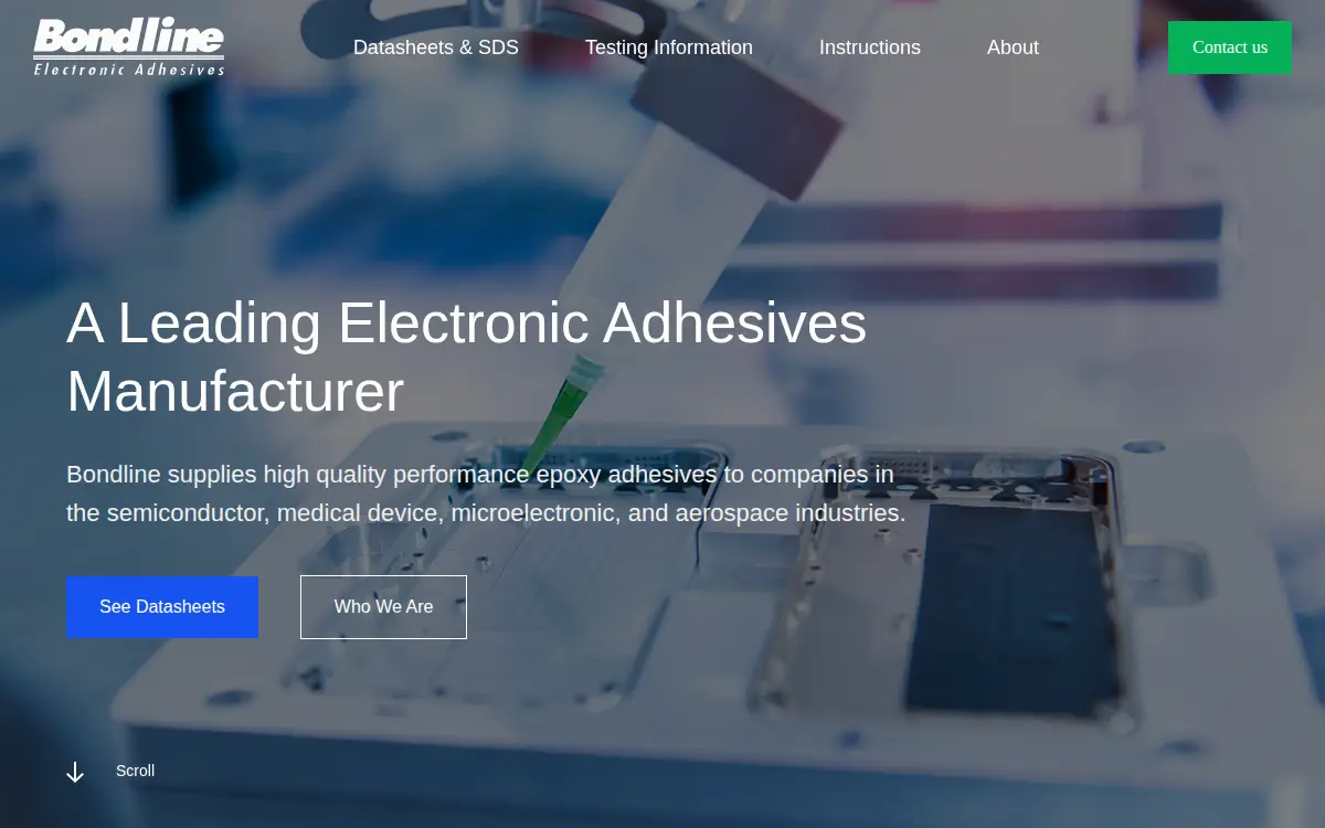 Homepage of Bondline Electronic Adhesive Corporation