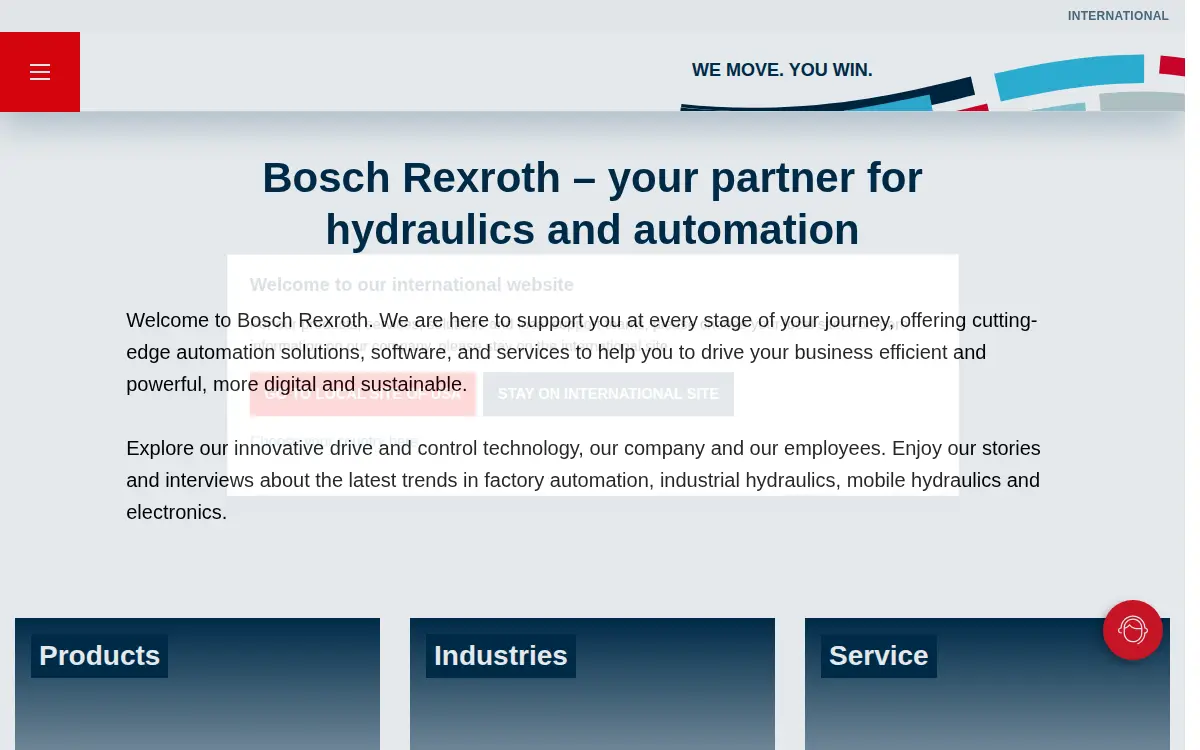 Homepage of Bosch Rexroth CORP