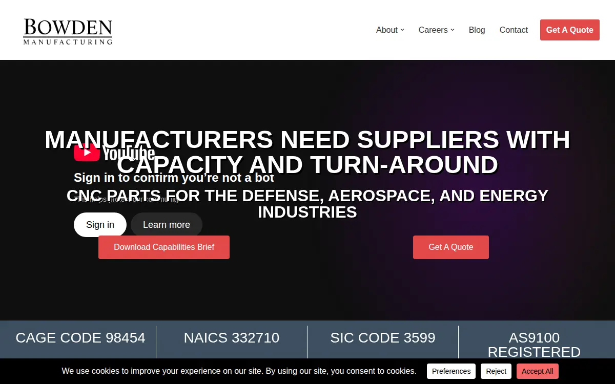 Homepage of Bowden Manufacturing CORP