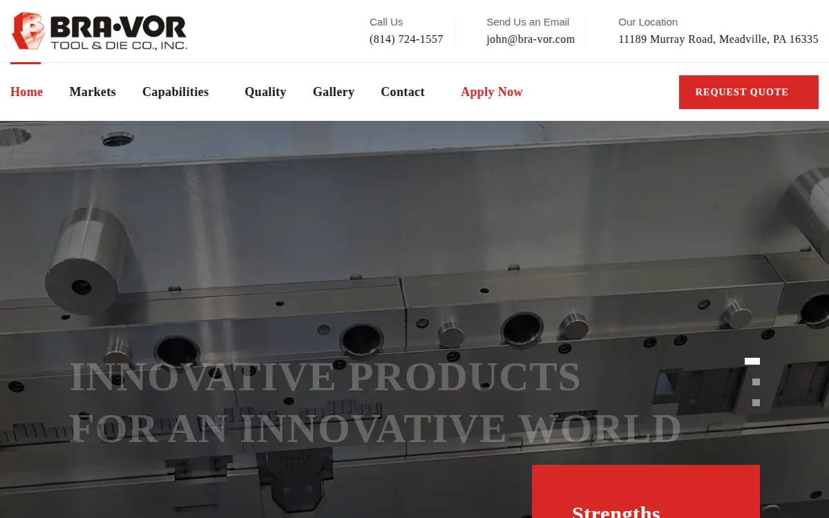 Homepage of Bra Vor Tool & Die CO INC
