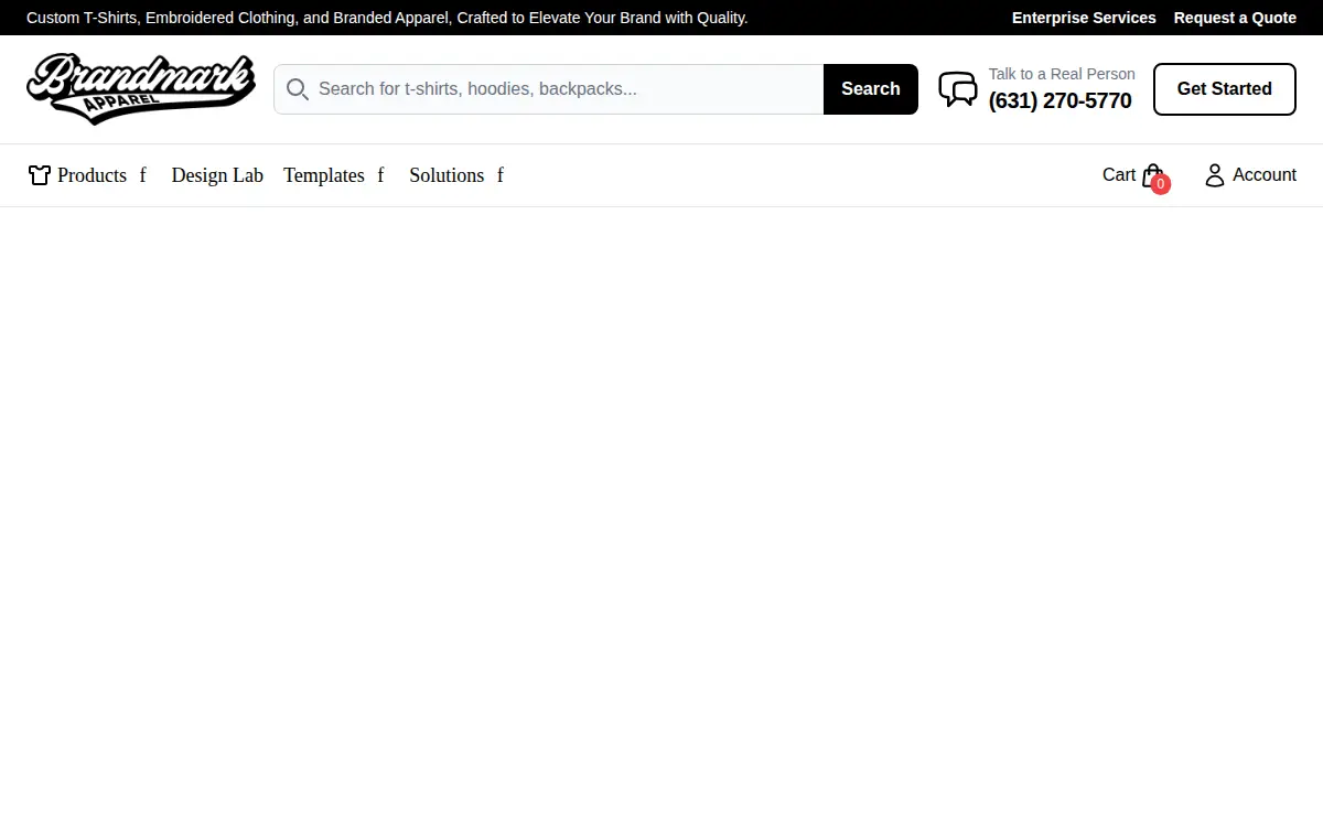 Homepage of Brandmark Apparel LLC