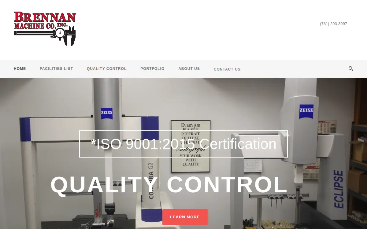 Homepage of Brennan Machine Co., INC.
