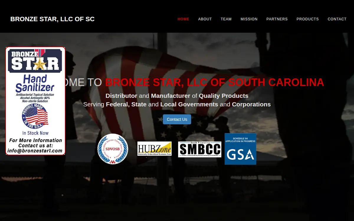 Homepage of Bronze Star LLC