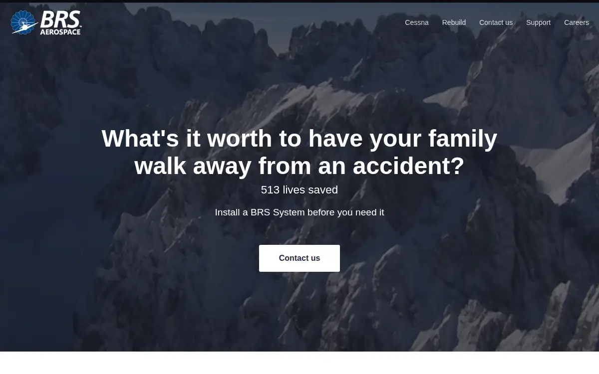 Homepage of Ballistic Recovery Systems, INC.