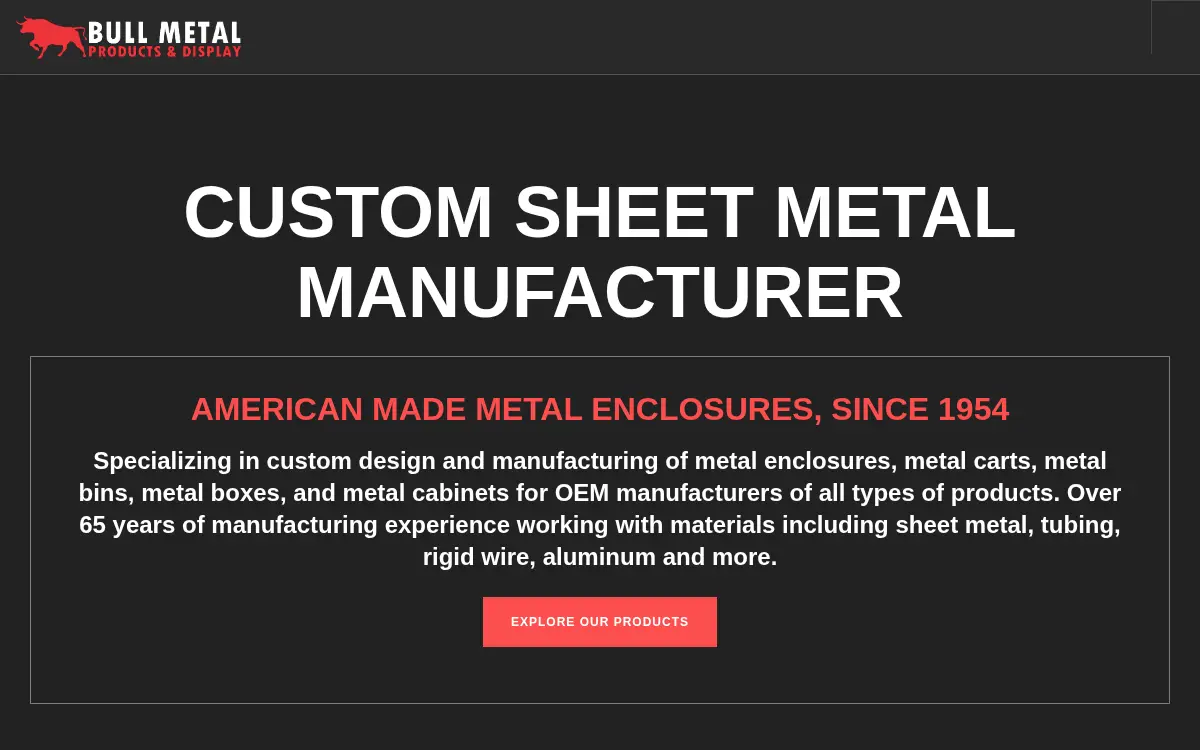 Homepage of Bull Metal Products, INC.
