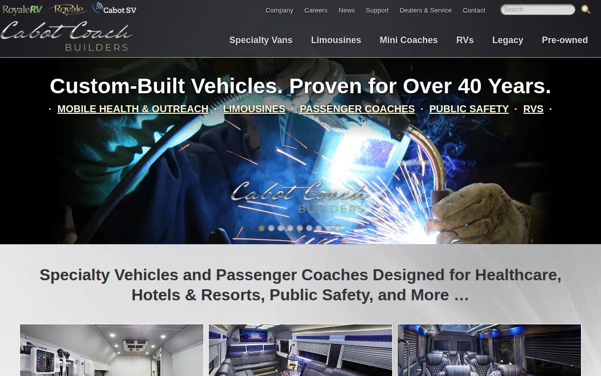 Homepage of Cabot Coach Builders INC.