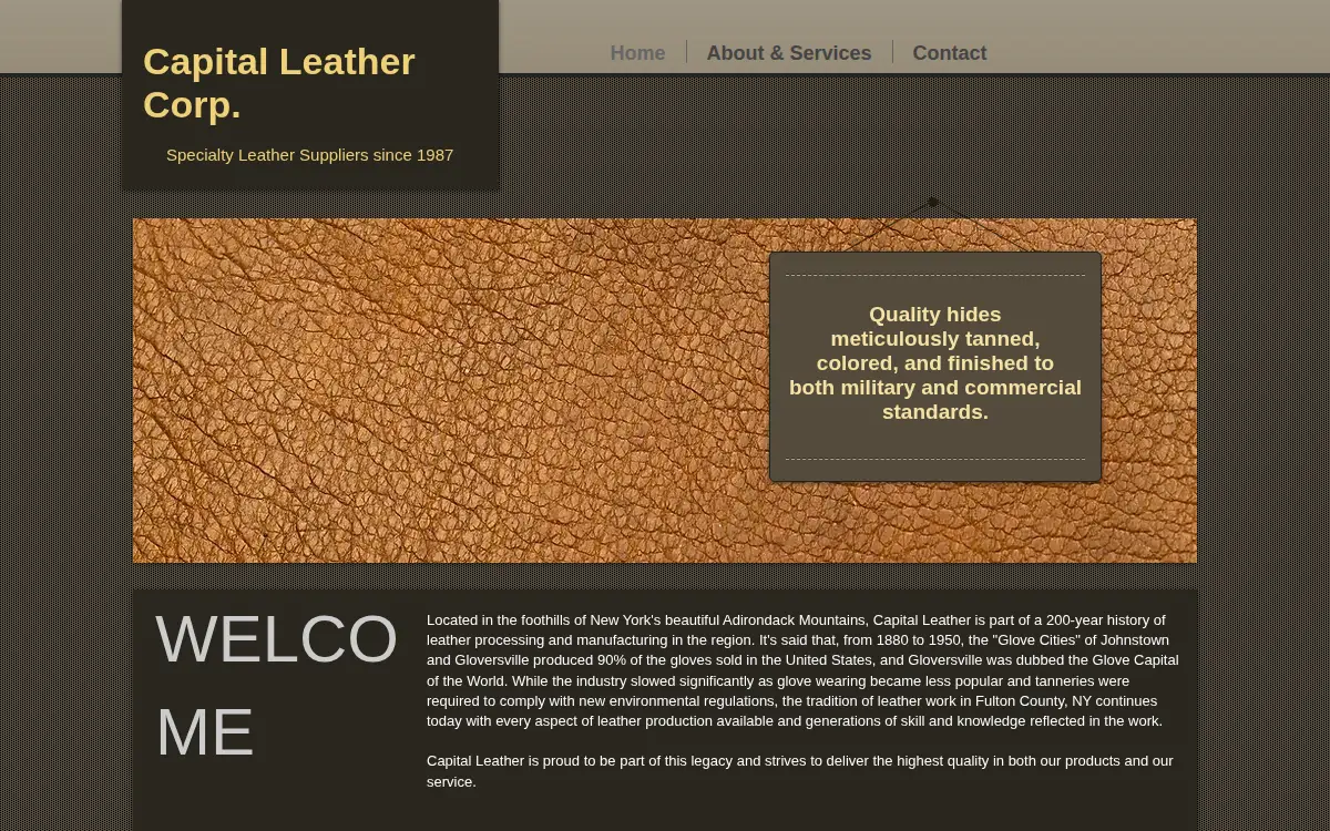 Homepage of Capital Leather CORP