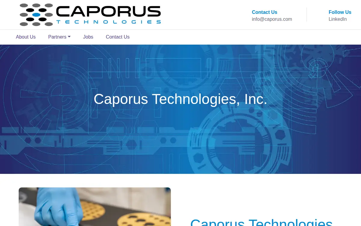 Homepage of Caporus Technologies INC