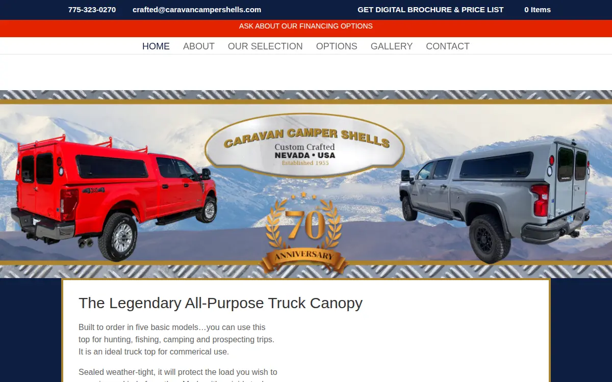 Homepage of Caravan Camper Tops, INC.