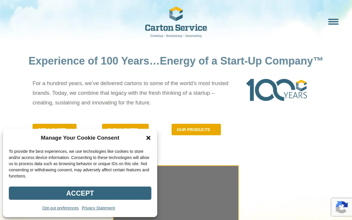 Homepage of Carton Service Csi, LLC