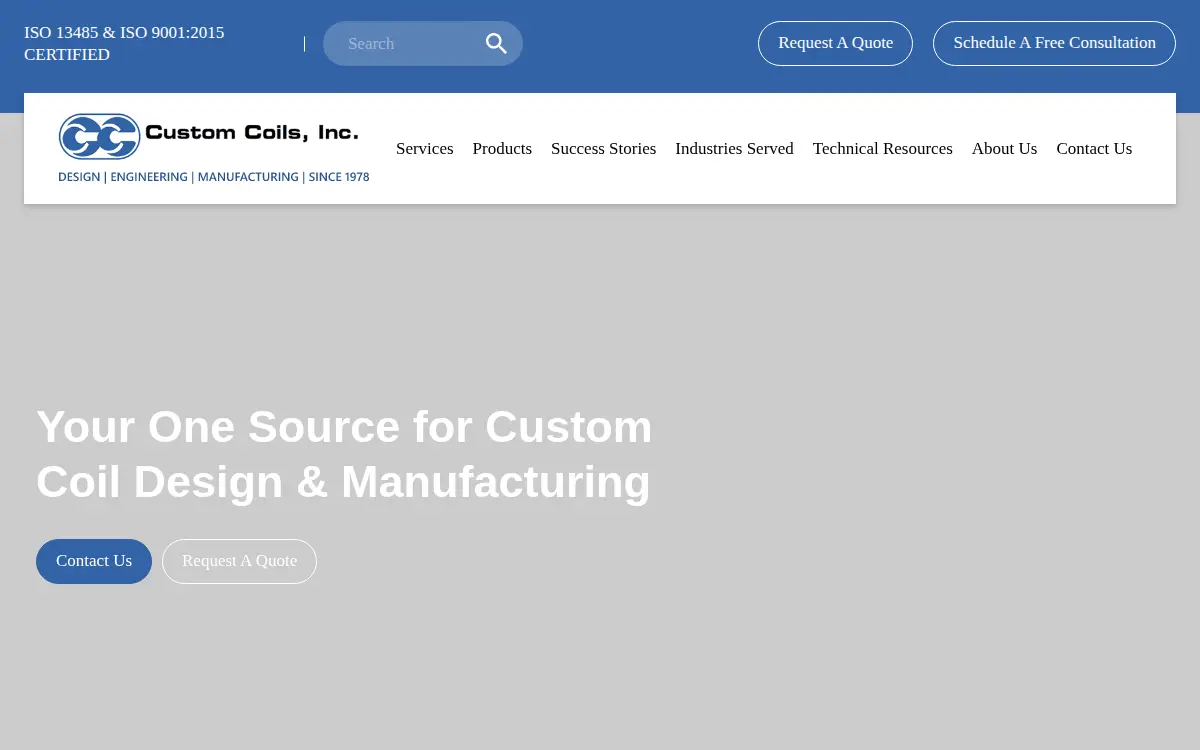 Homepage of Custom Coils INC