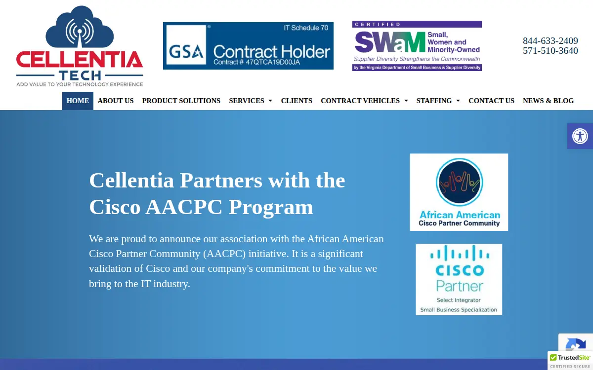 Homepage of Cellentia Information Technology Company