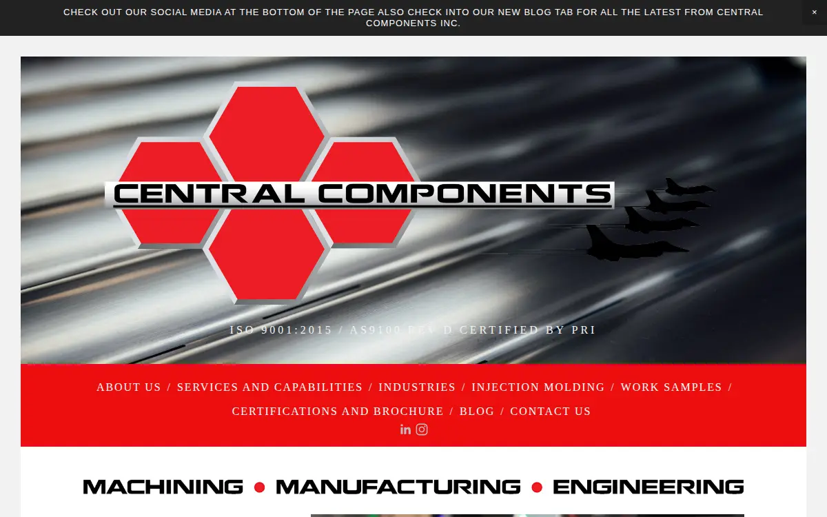 Homepage of Central Components, INC.