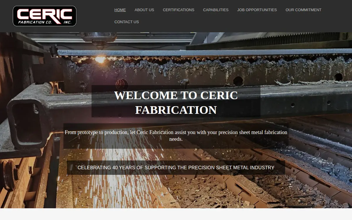Homepage of Ceric Fabrication CO INC