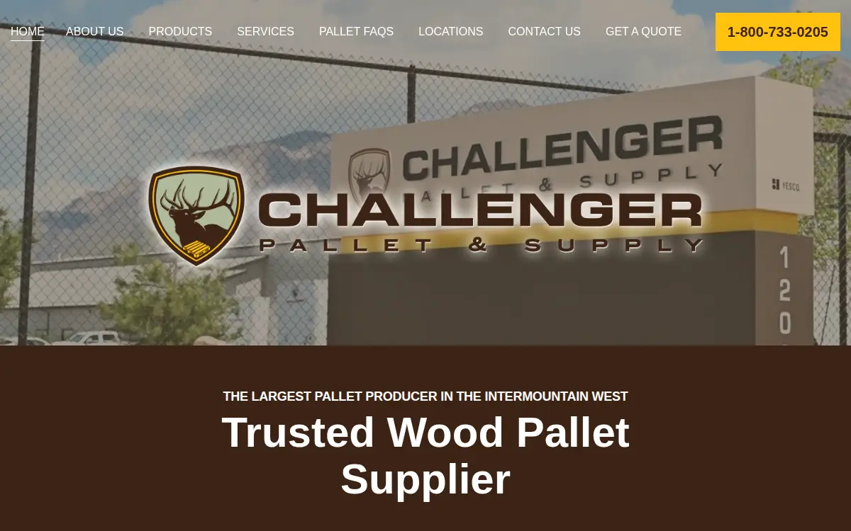 Homepage of Challenger Pallet & Supply, INC.