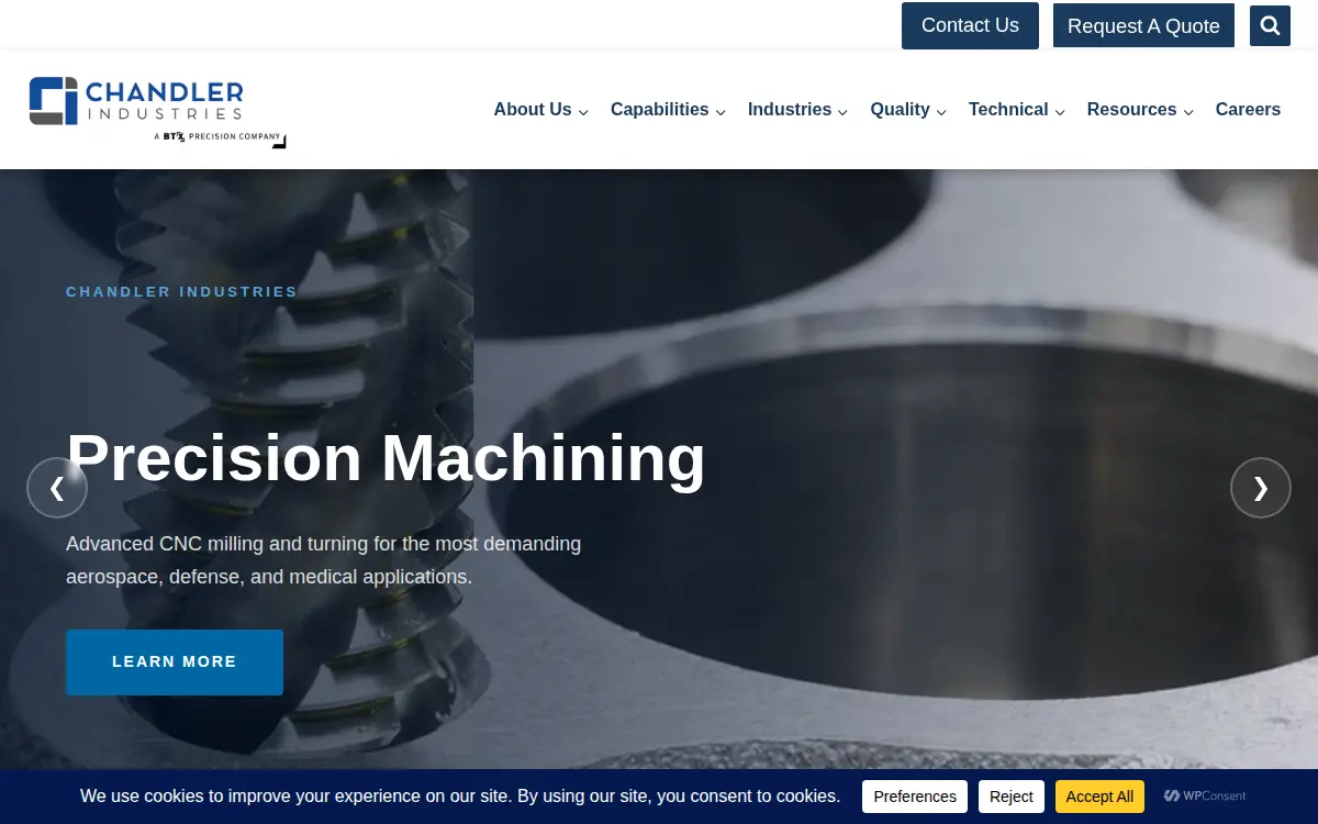 Homepage of Chandler Industries, LLC