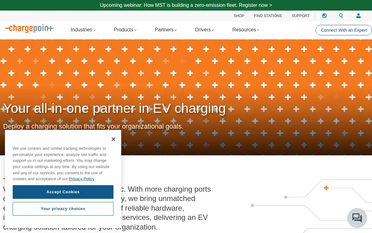 Homepage of Chargepoint, INC.