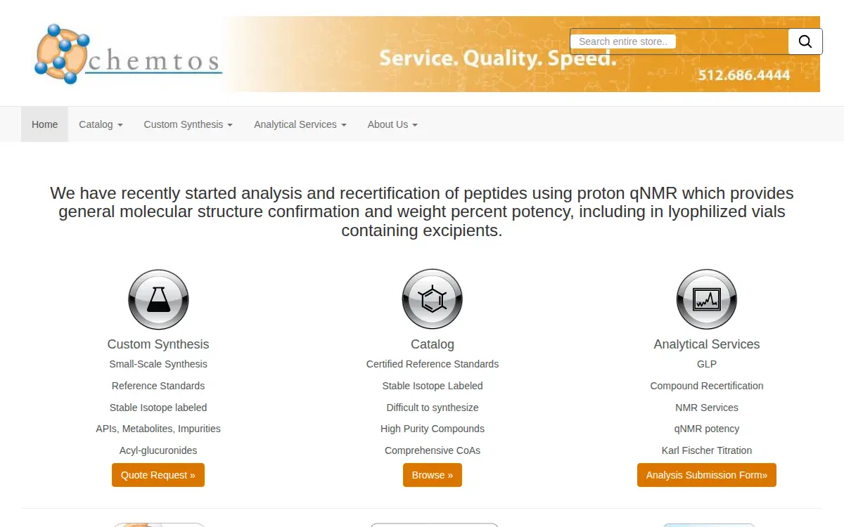 Homepage of Chemtos, LLC