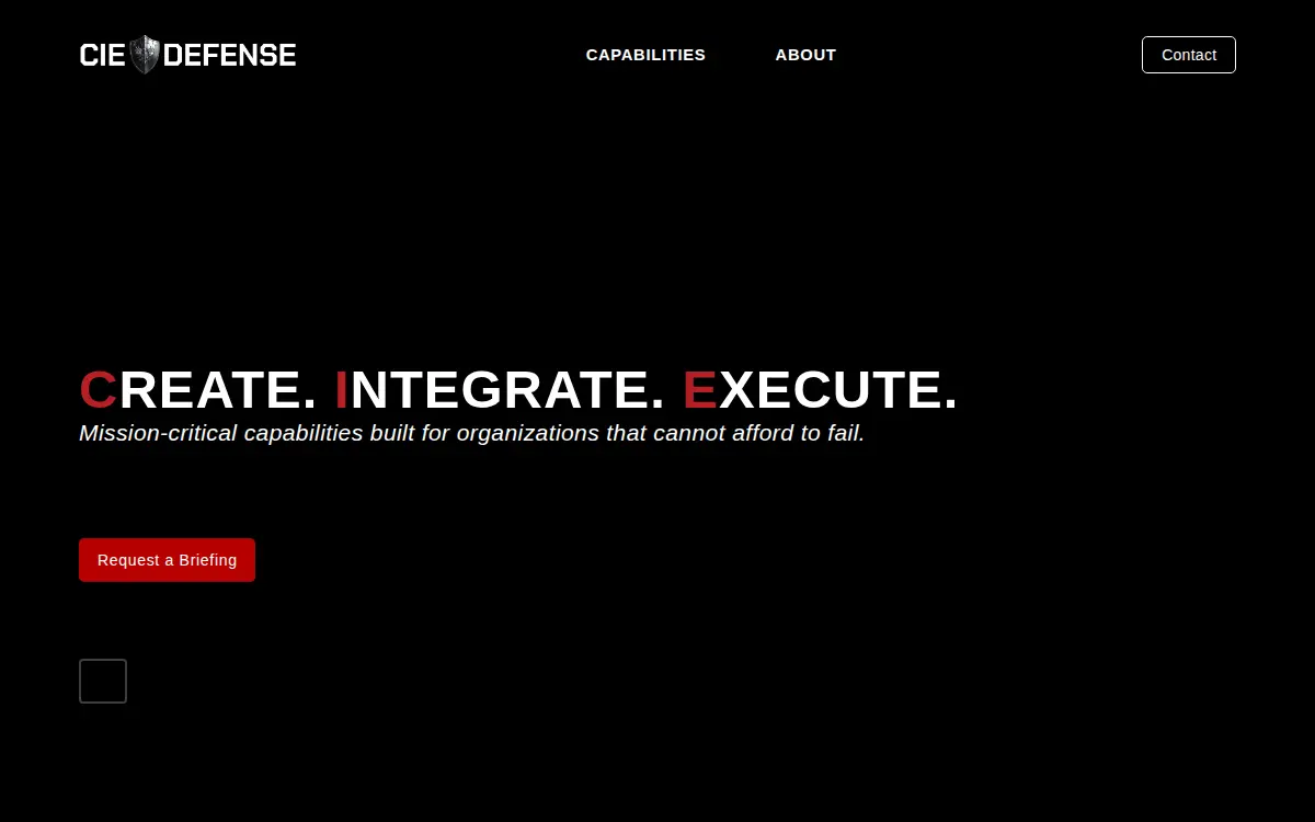 Homepage of Cie Defense LLC
