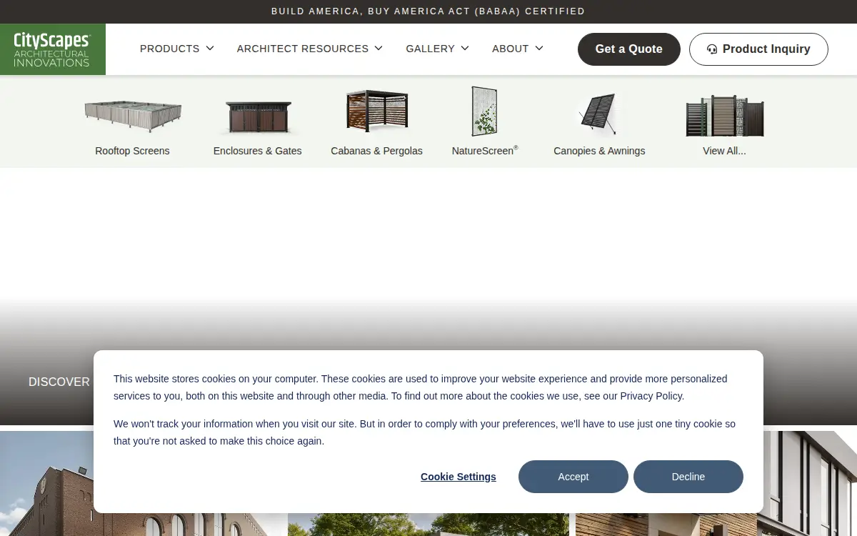 Homepage of Cityscapes International, INC.