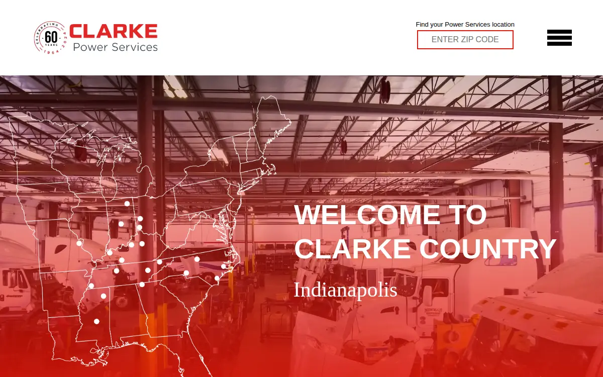 Homepage of Clarke Power Services, INC