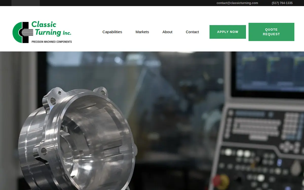 Homepage of Classic Turning, INC.