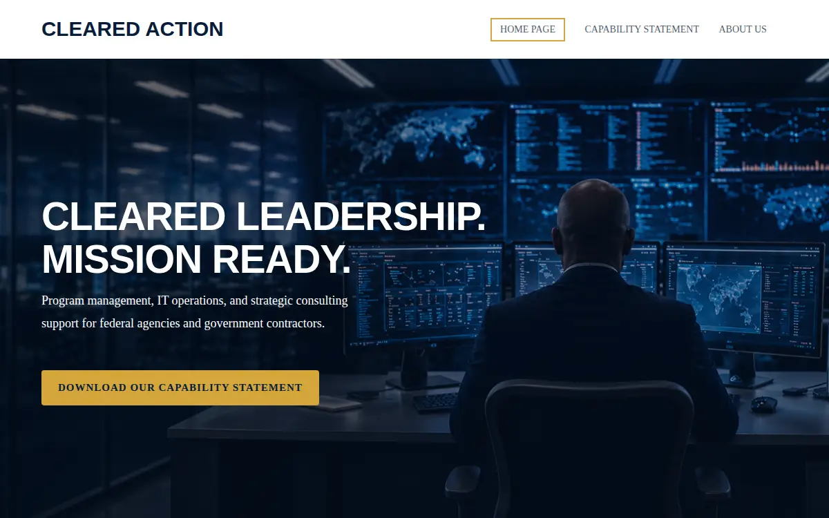 Homepage of Cleared Action LLC