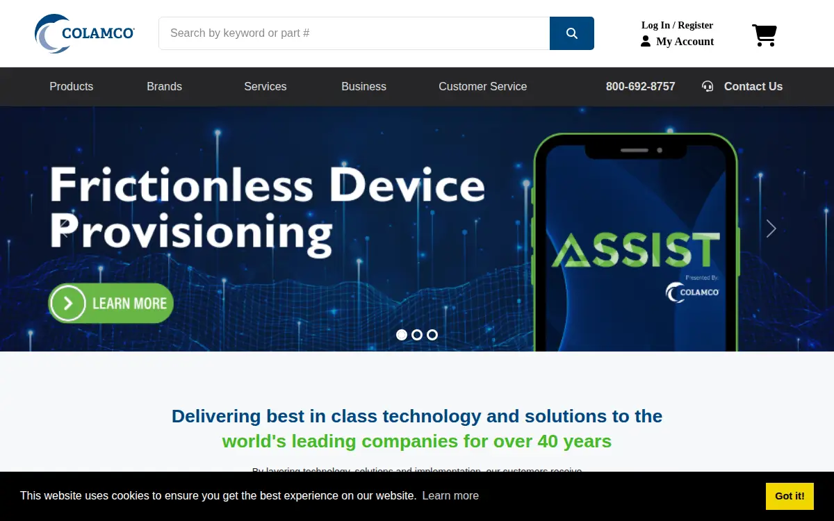Homepage of Colamco, INC.