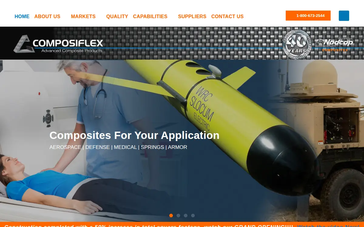 Homepage of Composiflex, INC.