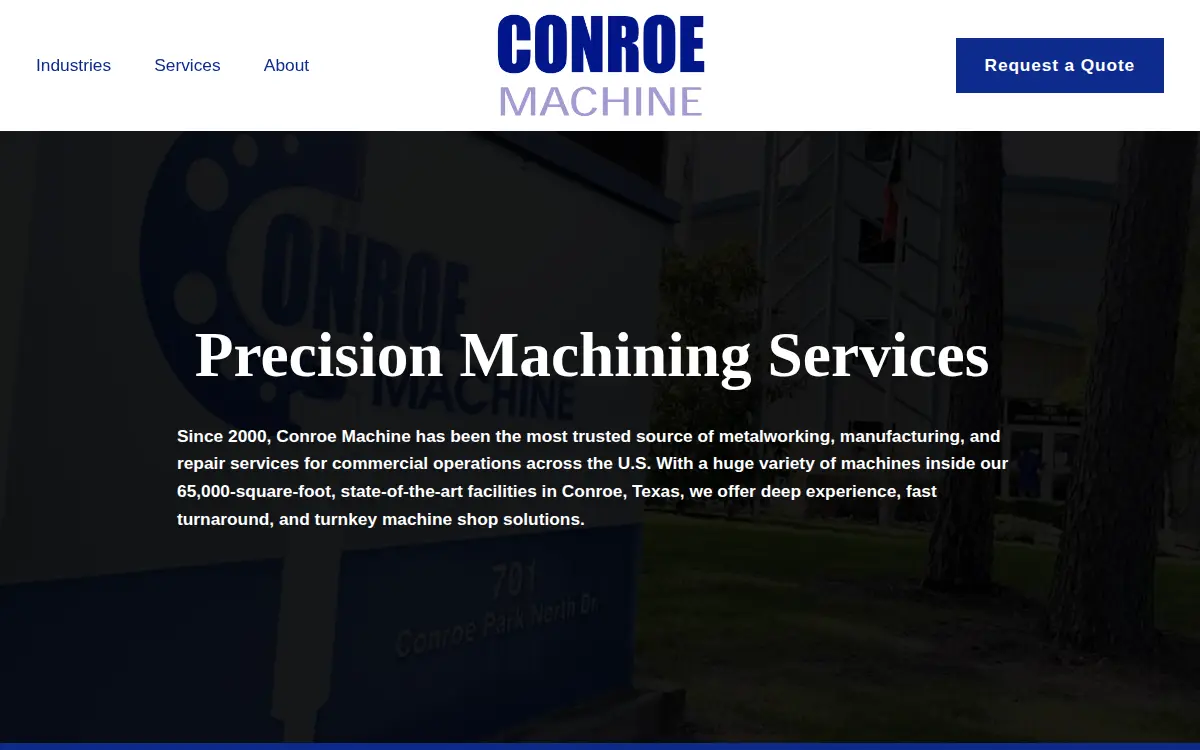 Homepage of Conroe Machine, LLC