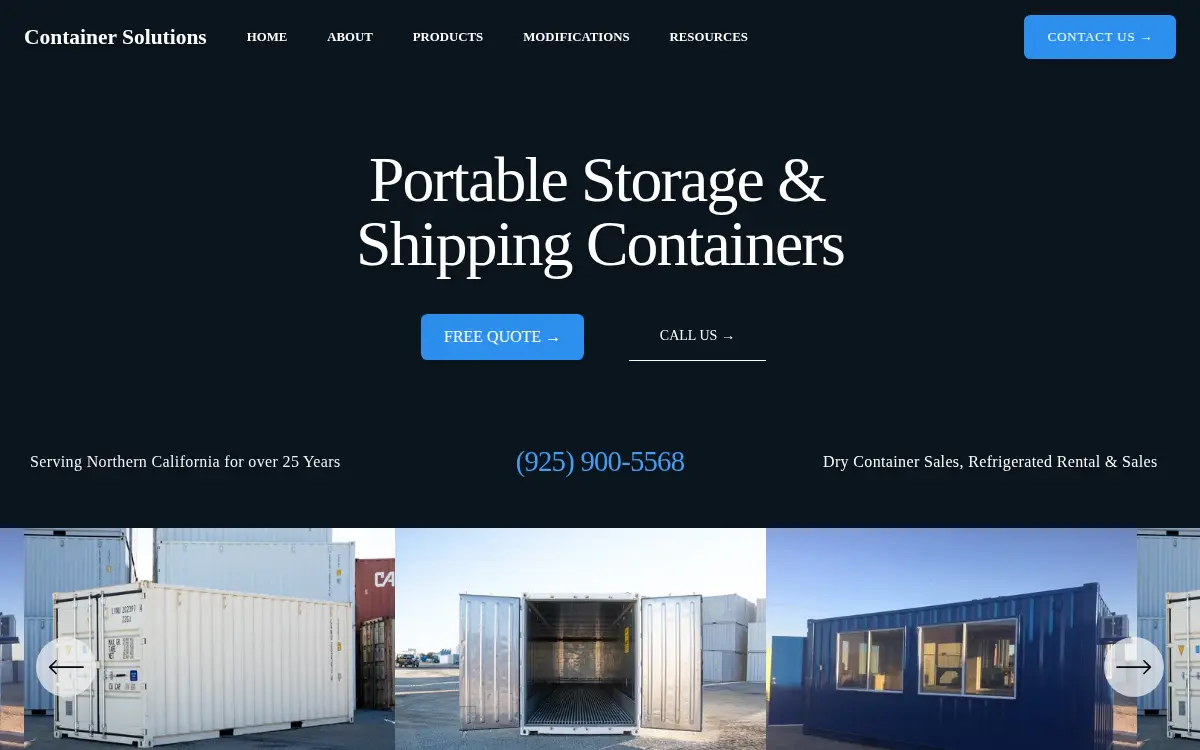 Homepage of Container Solutions, INC.