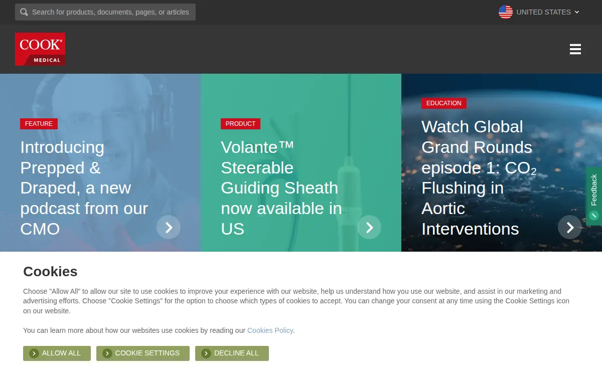 Homepage of Cook Medical LLC
