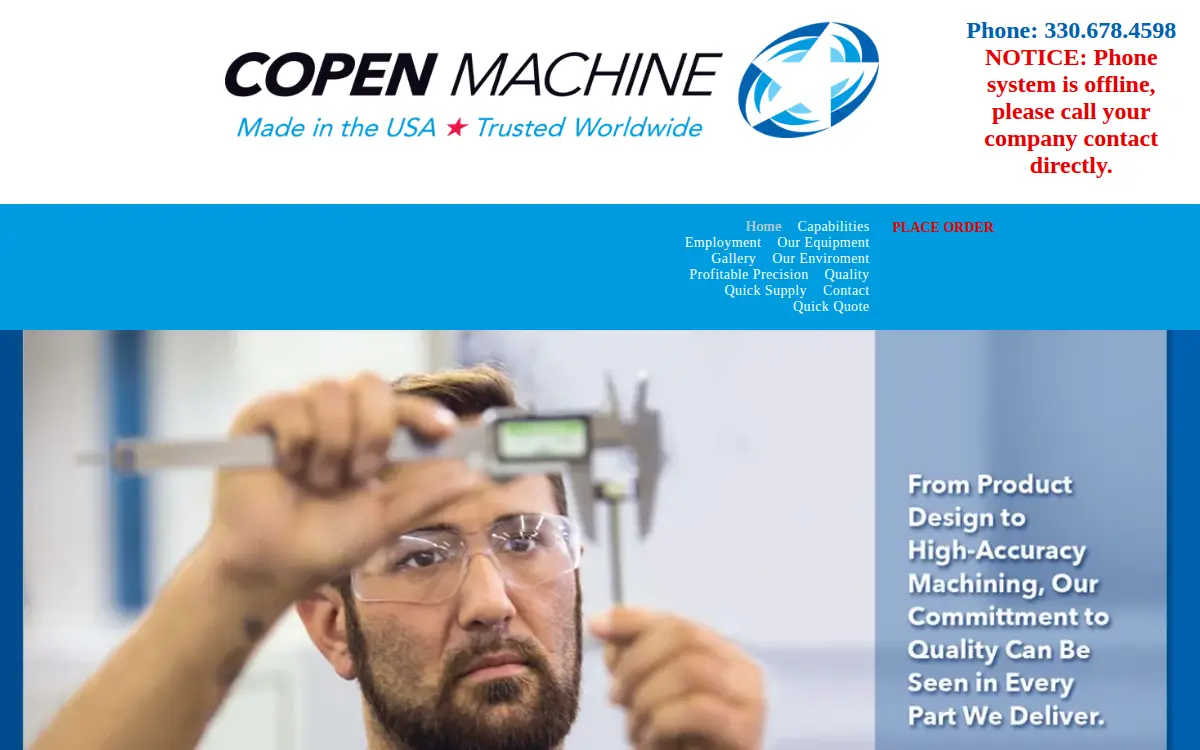 Homepage of Copen Machine, INC