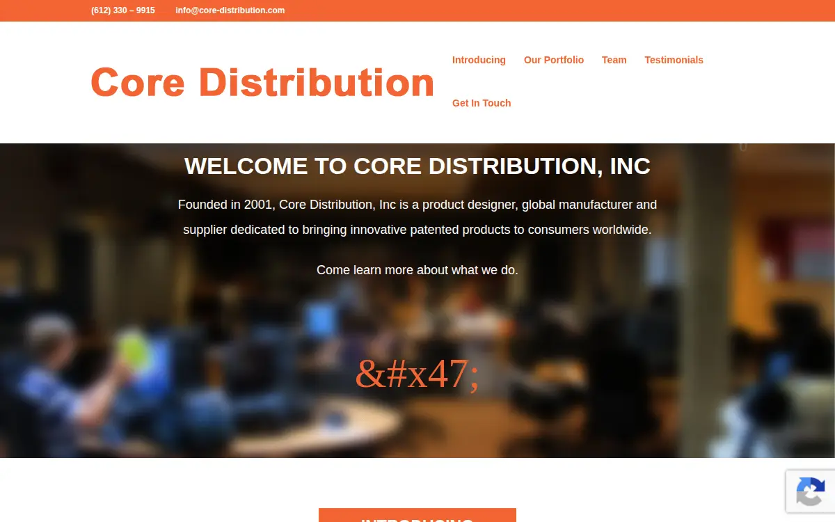 Homepage of Core Distribution INC