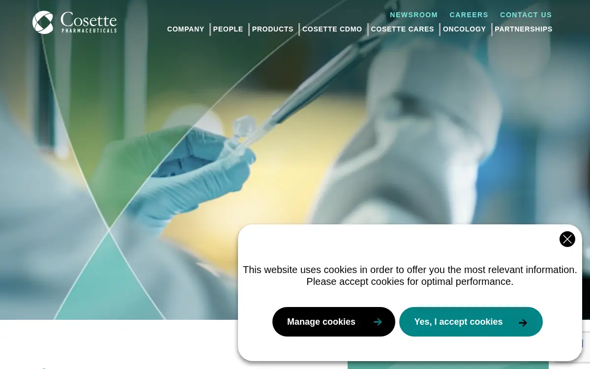 Homepage of Cosette Pharmaceuticals, INC.