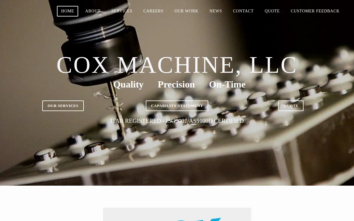Homepage of Cox Machine LLC