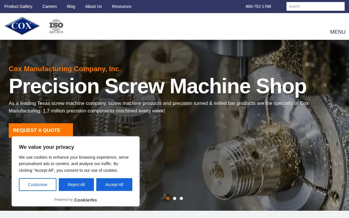 Homepage of Cox Manufacturing Company