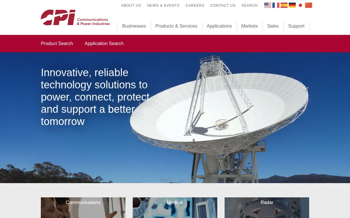 Homepage of Cpi Satcom & Antenna Technologies INC