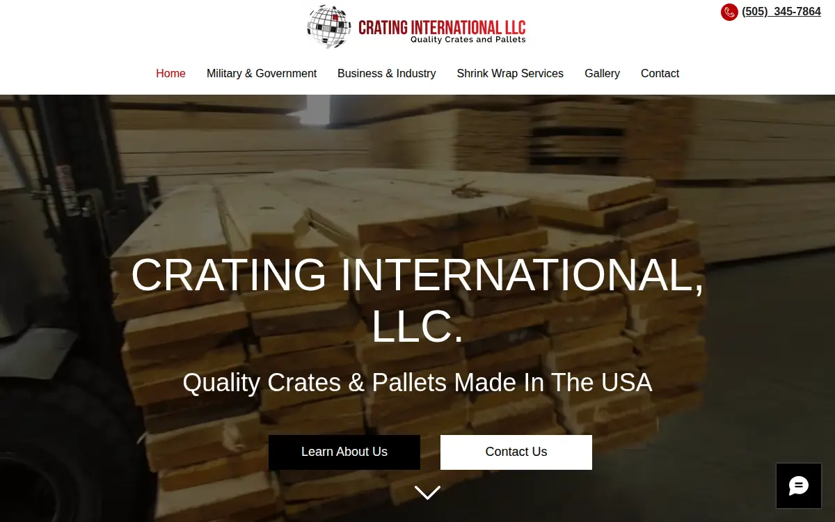 Homepage of Crating International LLC