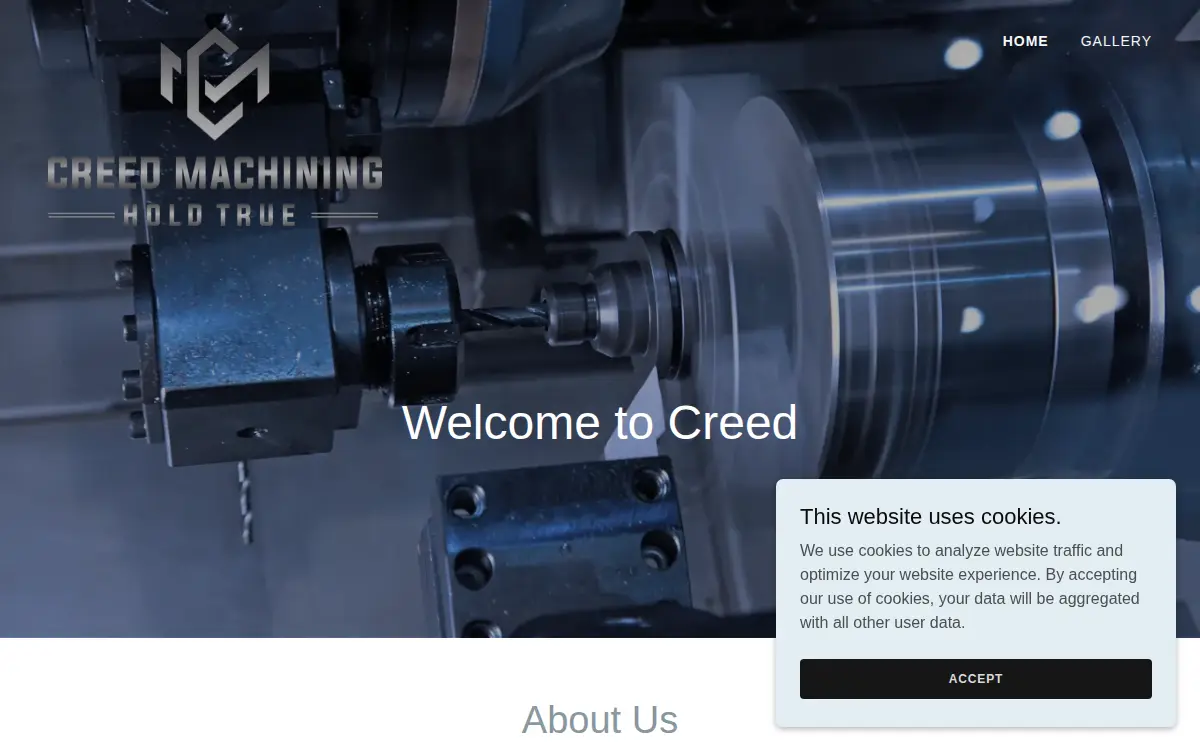 Homepage of Creed Machining LLC