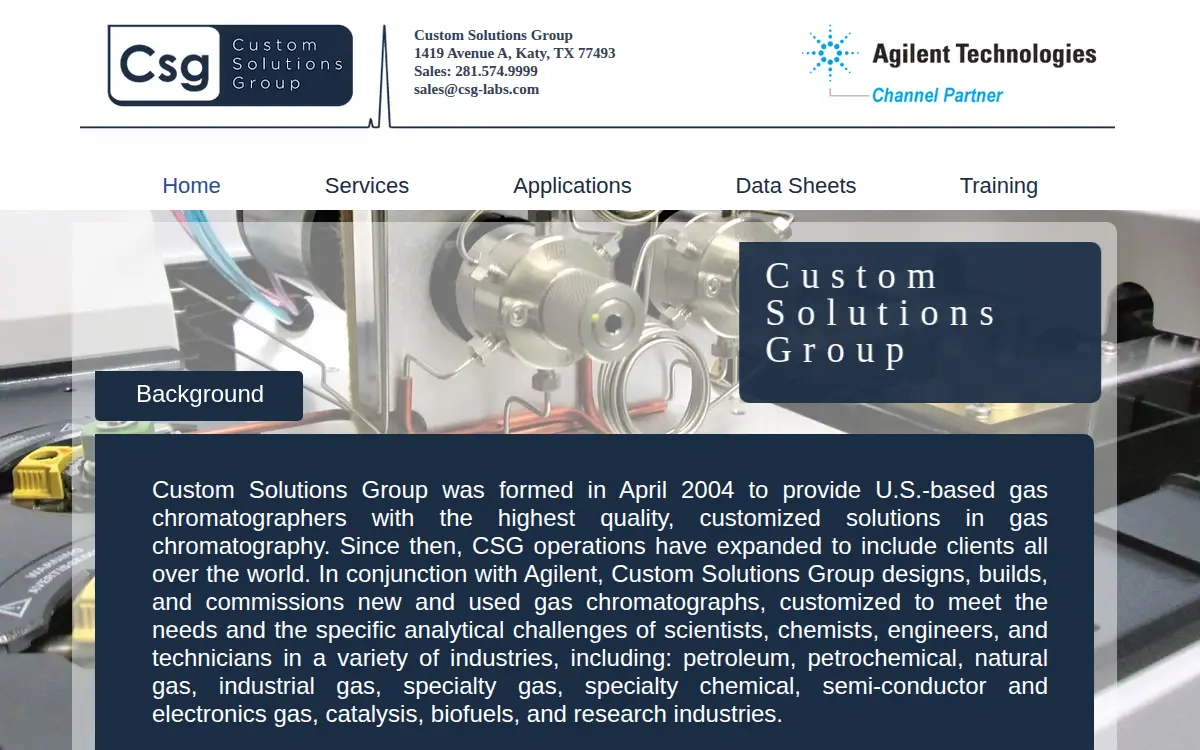 Homepage of Custom Solutions Group LLC