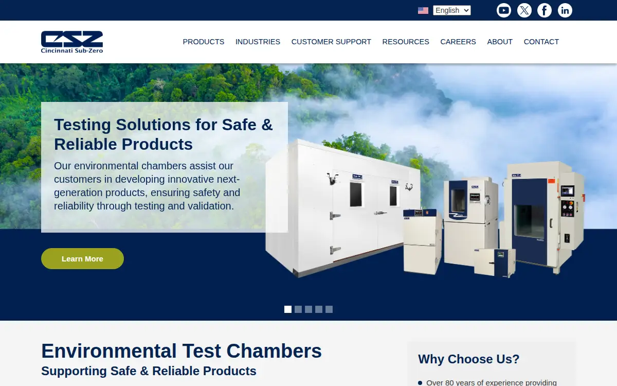 Homepage of Weiss Technik North America, INC.