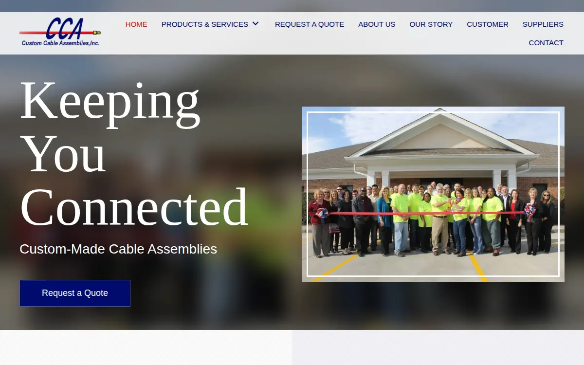 Homepage of Custom Cable Assemblies, INC.