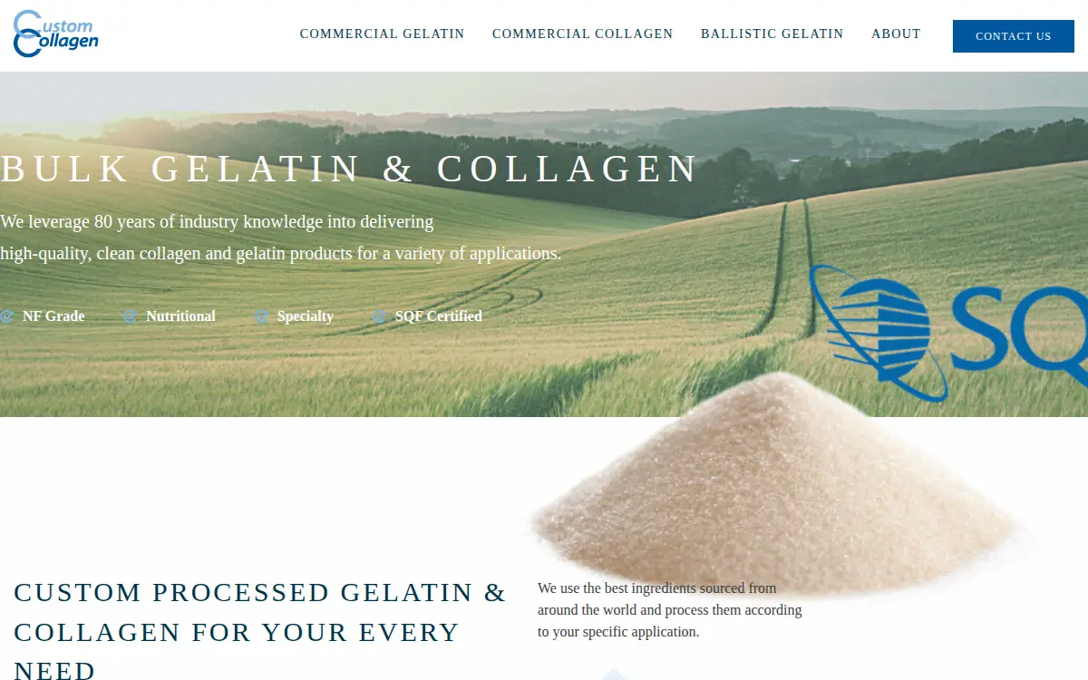 Homepage of Custom Collagen INC
