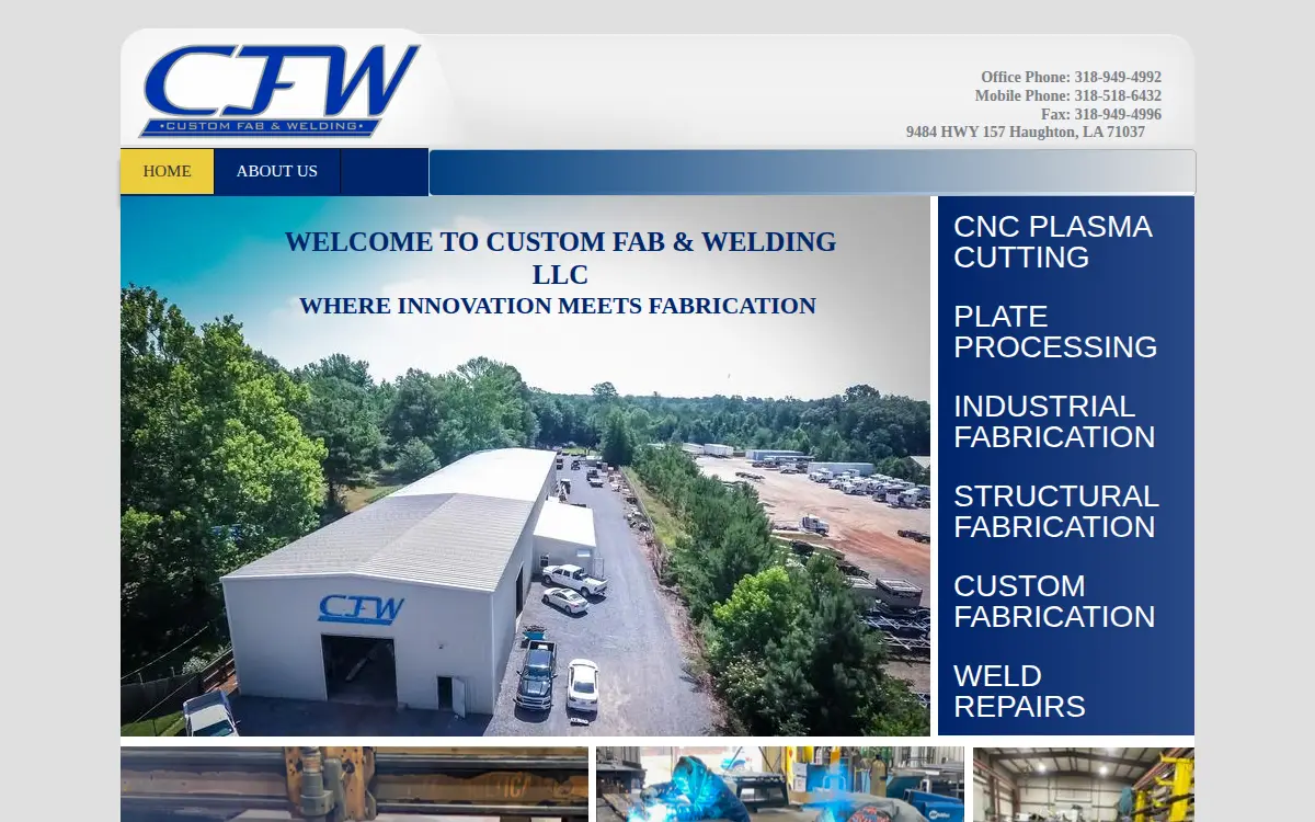 Homepage of Custom Fab & Welding LLC